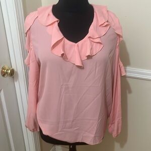 Pink cold shoulder blouse